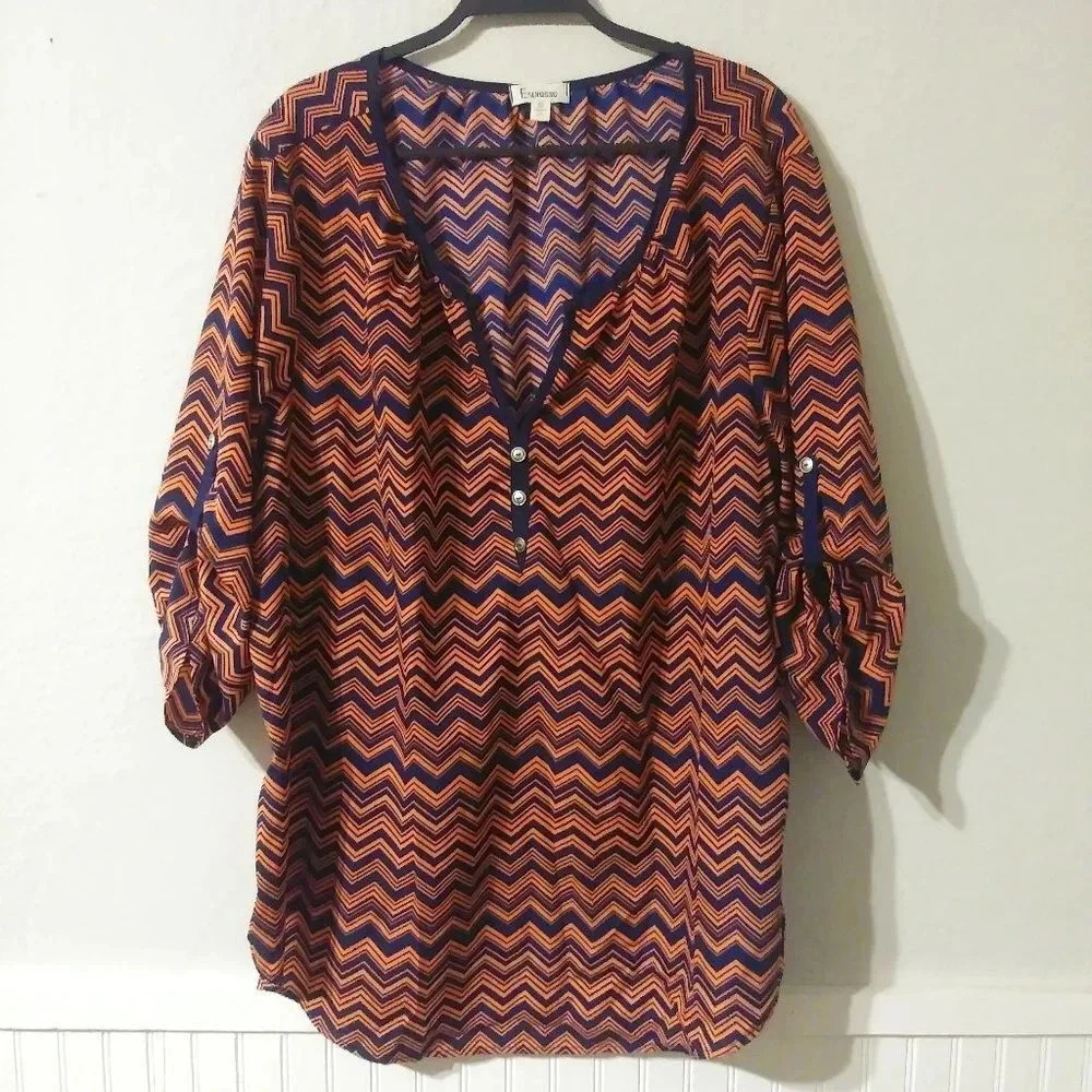 Espresso Print Tunic Top 2X